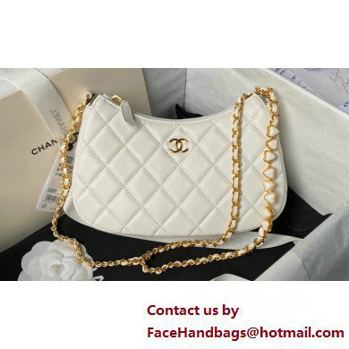 Chanel Shiny Crumpled Calfskin, Resin & Gold-Tone Metal Clutch with Chain Bag AP3786 White 2025